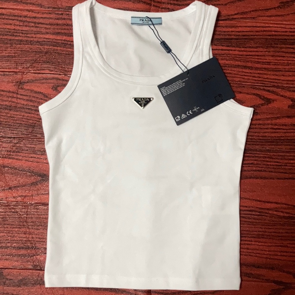 Prada White tank top with High neckline